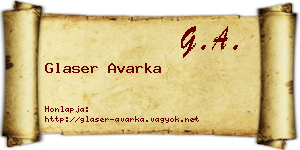 Glaser Avarka névjegykártya